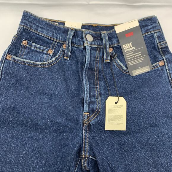 Levi's 501 Jean Shorts Women's 24 Cut Off Fray Hem High Rise Button Fly Distress - Picture 3 of 14